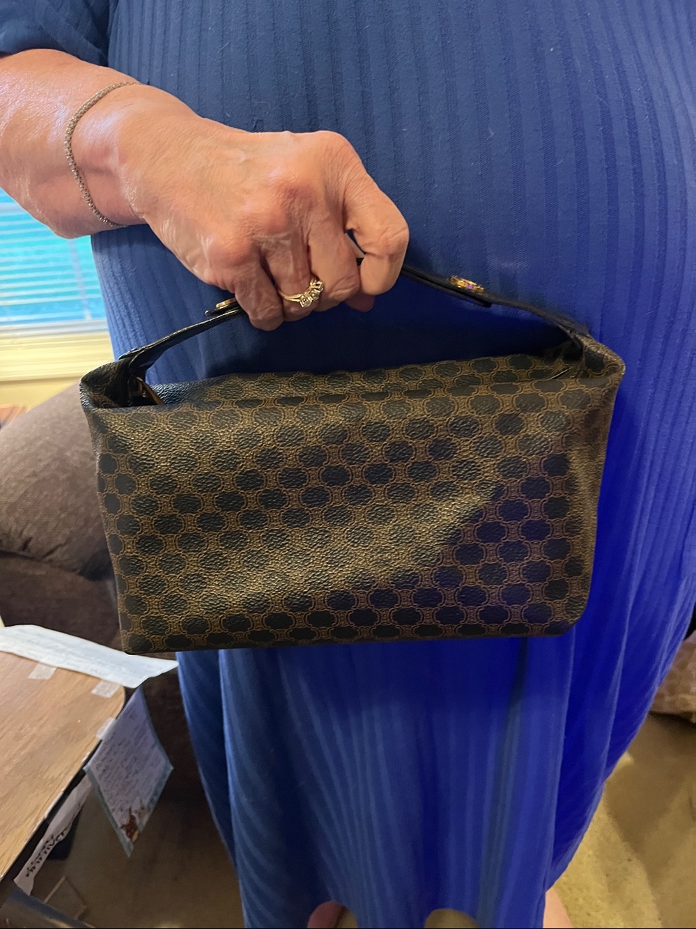 CELINE Brown Patterned Bag with Gold Accents - Picture 13 of 14